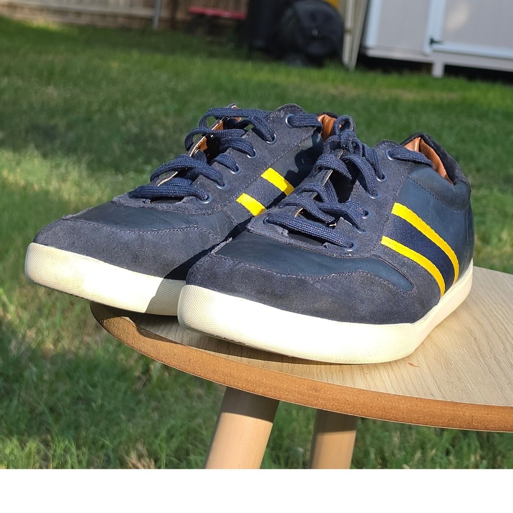 Polo Ralph Lauren Camilo II Mens Navy Blue Yellow Leather Suede Sneakers 13D